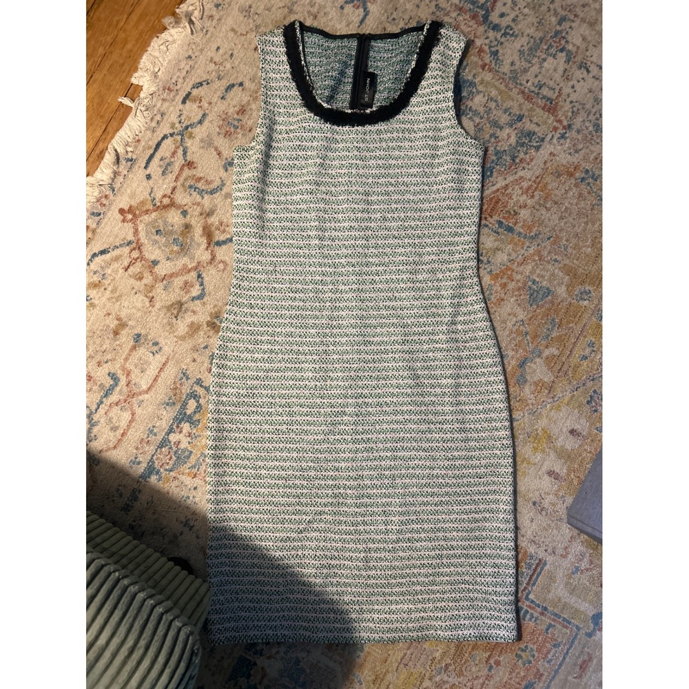 St John Textured Knit Sleeveless Sheath Dress in Blue Green sz 6